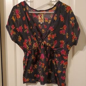 Johnny Was Vintage Silk Dark Floral Top Nordstroms RARE Authentic